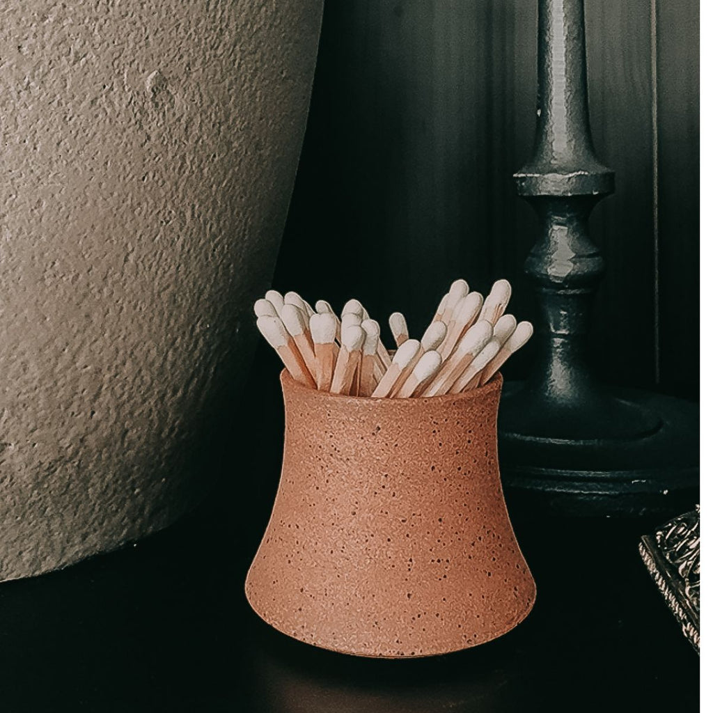 Pottery Match Jars With Matchsticks - chalktree | WAX Candles.