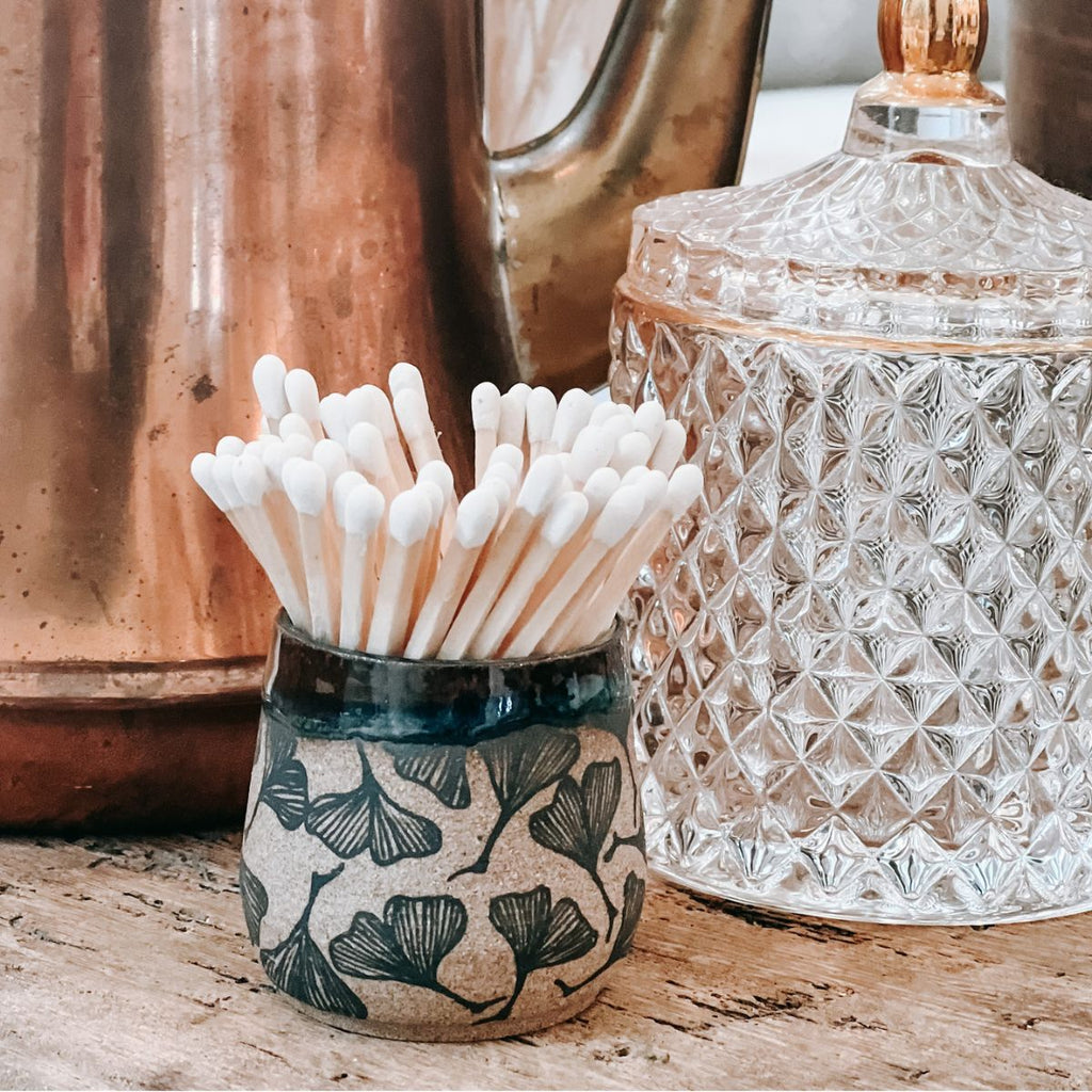 Pottery Match Jars With Matchsticks - chalktree | WAX Candles.
